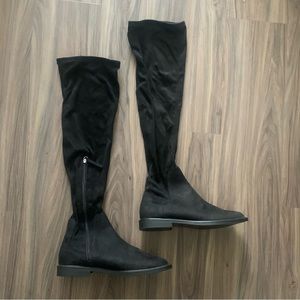 Zara Black Thigh High Black Suede Boots size 8.5 US / 39 EU